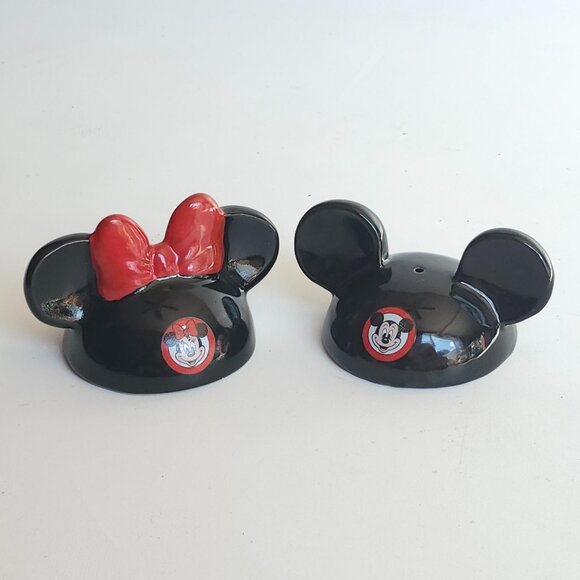 Vintage Disney Minnie & Mickey Mouse Club Salt Pepper Shakers Ear Hat ceramic - Picture 1 of 7